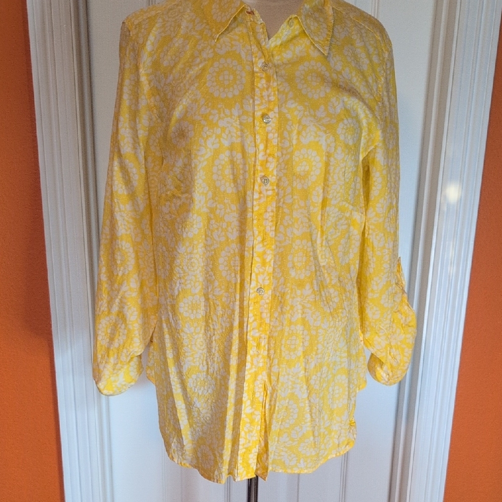 Talbots Sunny Yellow Floral Blouse